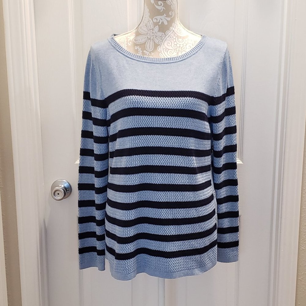 Talbots Striped Knit Sweater with Buttons